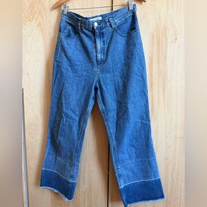 Rachel Comey Ocean Blue kick flare denim with raw hem